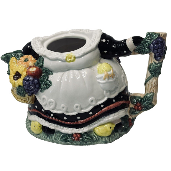 Fitz & Floyd Teapot, flowers apron, 1993, Replacement VINTAGE
